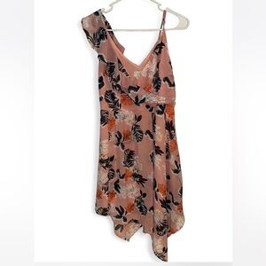 A New Day One Shoulder Dress - Floral Pink and Blue